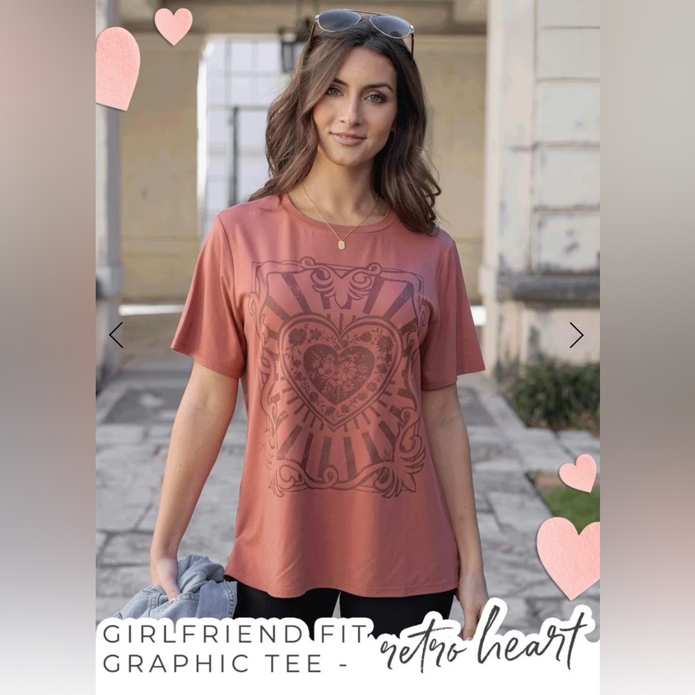 NWT Grace & Lace Girlfriend Fit Graphic Tee - Retro Heart Grace and Lace